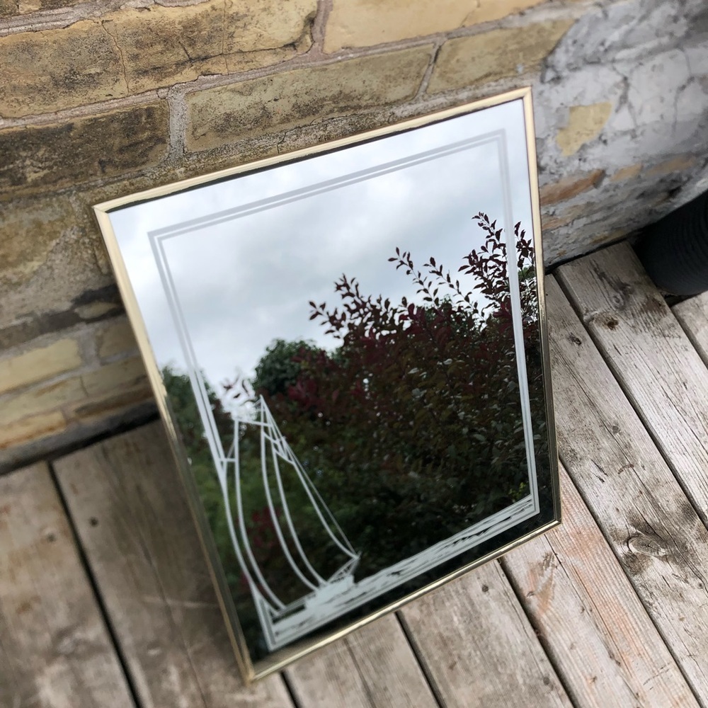 Vtg Sailboat Design Gold Framed Mirror